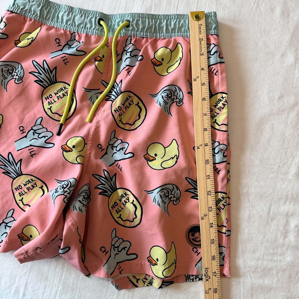 Neff Pink Novelty Print Swim Trunks Duck Pineapple No Work All Play Mens Large - Picture 6 of 11